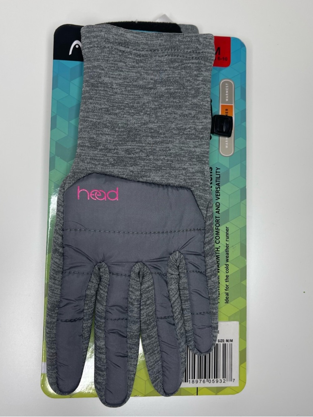 NEW Girl's HEAD Hybrid Winter Gloves (Gray Heather / Pink) Youth Size MEDIUM